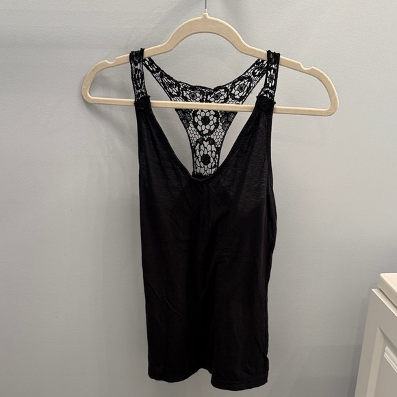 Express Black Tank Top with Lace Back - Picture 1 of 3